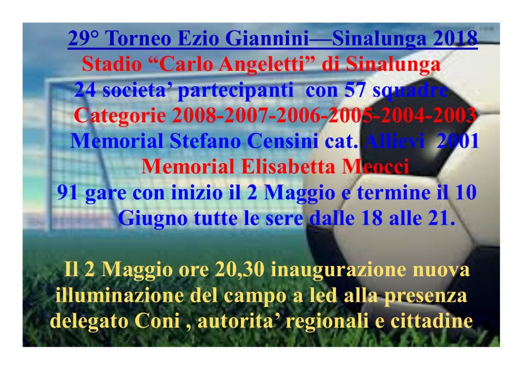 LOCANDINA TORNEO DI MAGGIO 2018